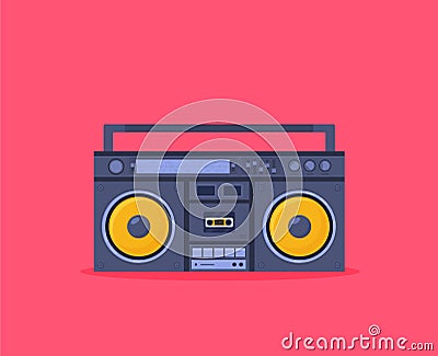 Old style music boombox flat vector music systems Vector Illustration