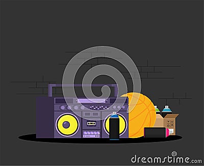 Old style music boombox flat vector music systems Vector Illustration