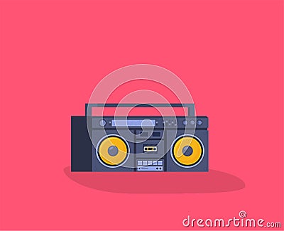 Old style music boombox flat vector music systems Vector Illustration
