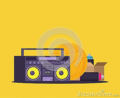 Old style music boombox flat vector music systems Vector Illustration