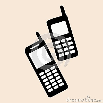 Old style nokia two mobile phones set Mobile phone nokia support icon vector eps10. Old mobile phone retro icon. Vector Illustration