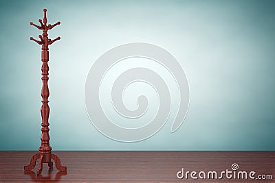 Old Style Photo. Vintage Wooden Coat Rack 3d rendering Stock Photo