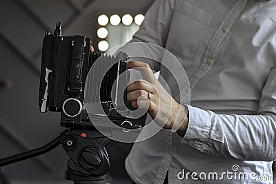 Old style photographic camera item Stock Photo