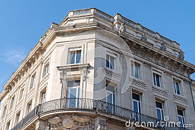 Old and stylish hausmann building facades in Bordeaux Stock Photo