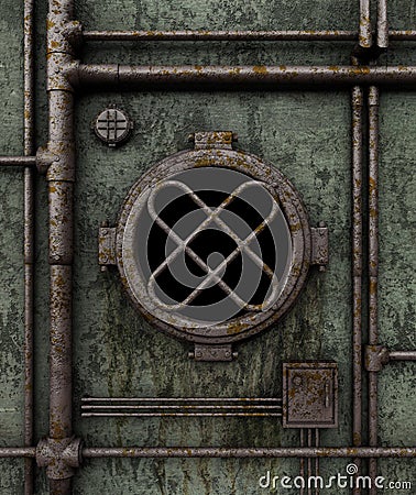 Old submarine porthole Stock Photo