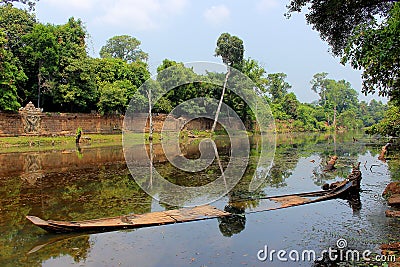 Old submerged boat Stock Photo