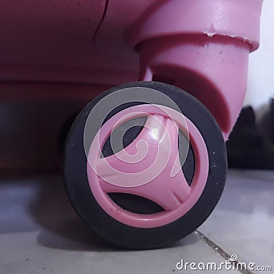 old suitcase wheels Stock Photo