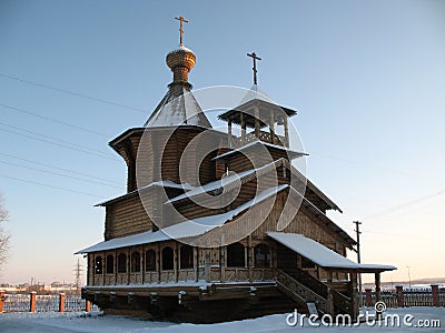 Old Surgut. Church. Clear winter day. Stock Photo