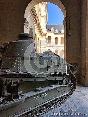 Old tank in the central courtyard of les invalides in Paris Editorial Stock Photo