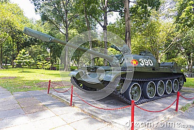 Old tank at Reunification Palace in Ho Chi Minh City ,Vietnam Editorial Stock Photo