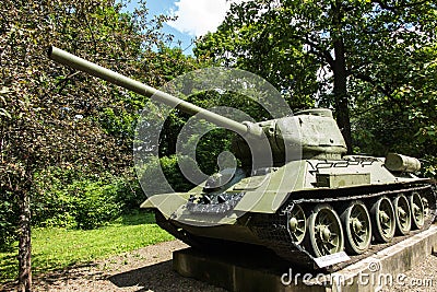 Old tank T-54 in front of the museum in Dukla Editorial Stock Photo