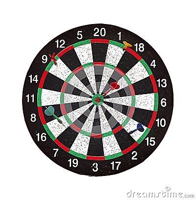 Old target dartboard isolate on white background Stock Photo