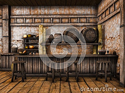 Old tavern counter Stock Photo