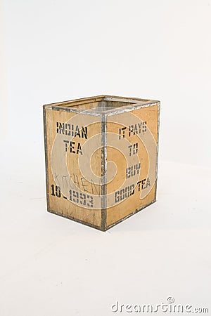 Old tea Chest on white Stock Photo
