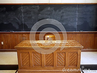 Old teacher's desk Stock Photo