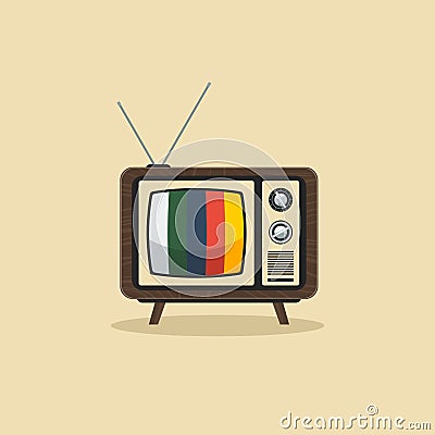 Front View Old Vintage Television Vector Illustration Vector Illustration