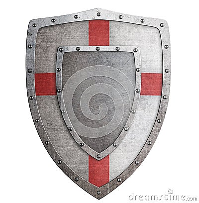 Old templar or crusader metal shield 3d illustration Stock Photo