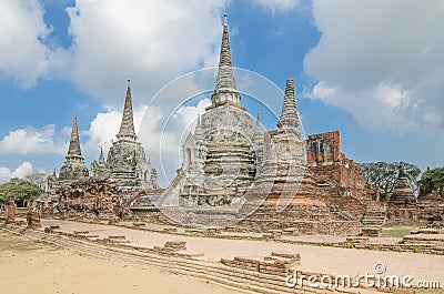 Old Temple Architecture , Wat Phra si sanphet at Ayutthaya, Thai Stock Photo