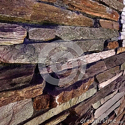 Old textured brick wall of stylish stones for home decor Stock Photo