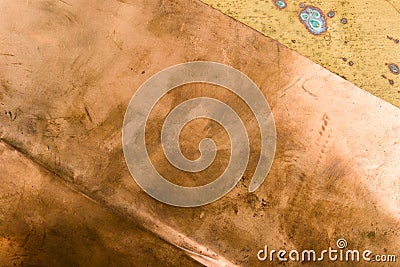 Old textured pattern copper bronze metal background with patina Stock Photo