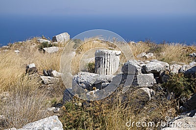 Old Thira remnant, Greece Stock Photo