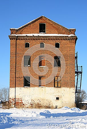 The old thrown brick building. Stock Photo