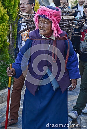 Old Tibetan woman Editorial Stock Photo