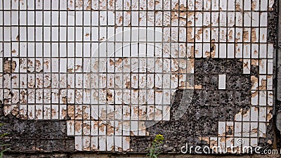 Old tile concrete slab weathered and damaged Stock Photo