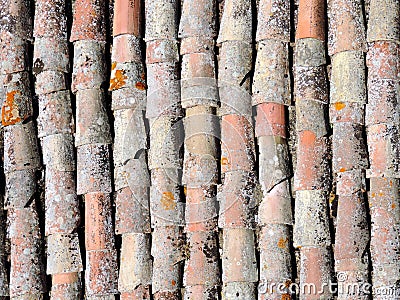 Old tile roof texture. Stock Photo