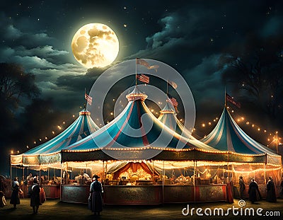 Old time carnival tents Stock Photo