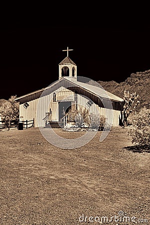 Old time western wooden church Stock Photo