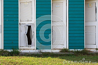 Old toilet doors Stock Photo