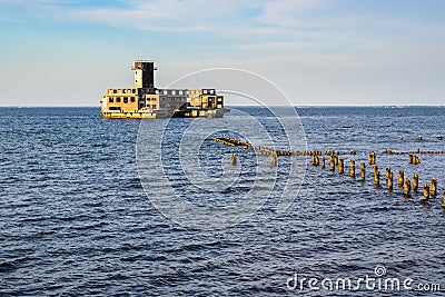 The old torpedo station in Babie Doly. Baltic Sea Stock Photo