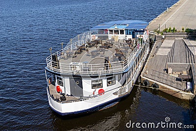 Touristic river boat restaurant Stock Photo