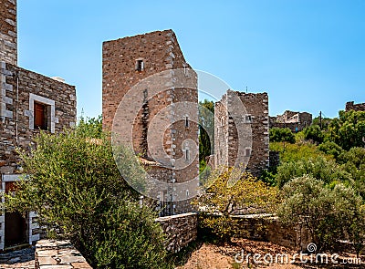 Old tower houses in Vatheia, Mani, Peloponnese, Greece. Stock Photo