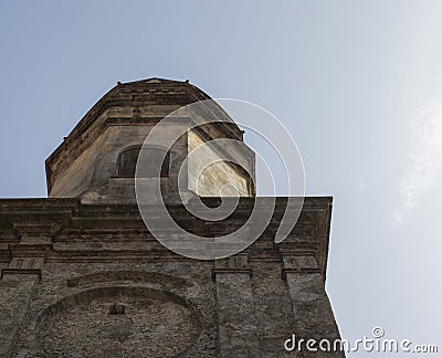 Old tower near Addolorata Church, Chiesa del Addolorata, Maratea, Basilicata, Italy, Europe. Ancient building on a sunny day in Stock Photo