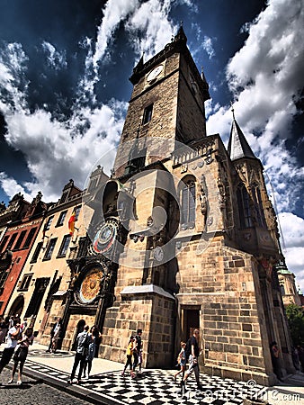The Old Town Astronomical Clock -Prague is beautiful, magical romantic town with historical and cultural monuments.Czech Editorial Stock Photo