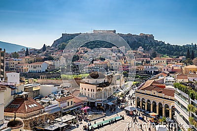 The old town of Athens and the Parthenon Temple Editorial Stock Photo