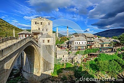 Old town and bridge in Mostar, Bosnia and Herzegovina Stock Photo