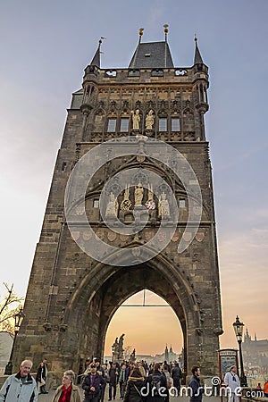 Old Town Bridge Tower in Prague Editorial Stock Photo