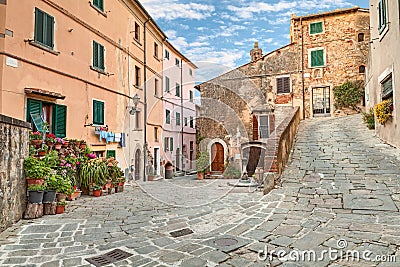 Old town Castagneto Carducci, Tuscany, Italy Stock Photo