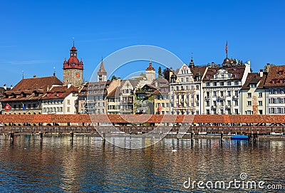 Old town of the city of Lucerne, Switzerland Editorial Stock Photo