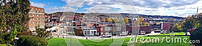 old town of Cumberland in Maryland in the fall. houses and churches among yellowed trees and hills Editorial Stock Photo