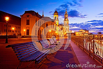 Old town of Dresden during twilight, Germany Stock Photo