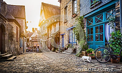 Old town in Europe at sunset with retro vintage filter effect Stock Photo