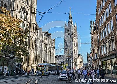 Old Town of Ghent, Belgium Editorial Stock Photo