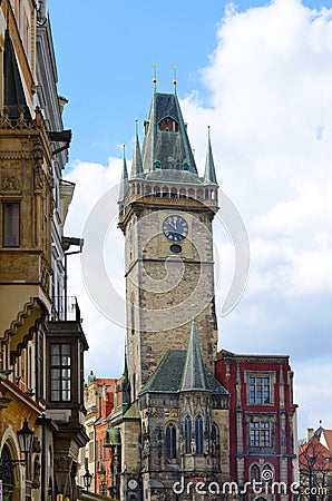 Old Town Hall Tower, Staromestske Namesti, Prague Stock Photo