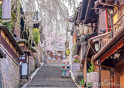 Old town Kyoto, sakura season in Japan Stock Photo