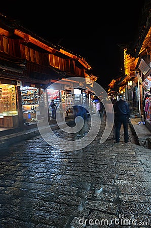 Old town of Lijiang by night Editorial Stock Photo