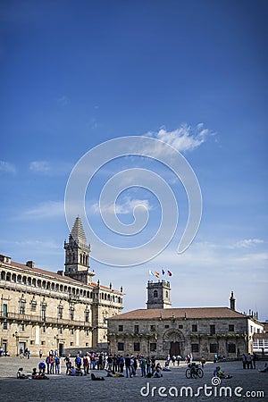 Old town Obradoiro Square near santiago de compostela cathedral Editorial Stock Photo